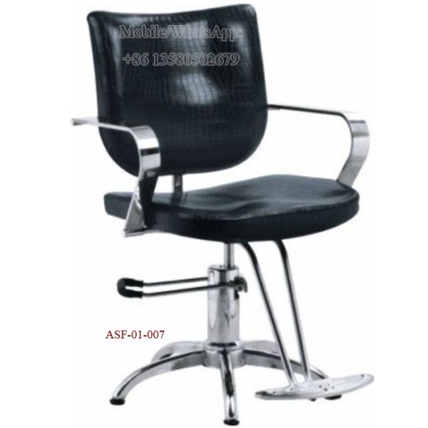 ASF-01-007 Black Color Synthetic Leather Reclined Backrest Hydraulic Barber Chair Footrest