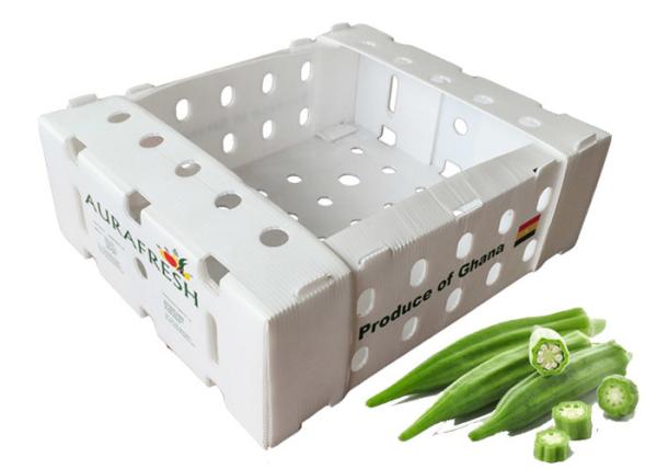 11lbs Fresh Okra PP Corrugated Plastic Packaging