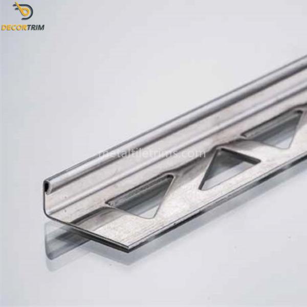Straight Edge Stainless Steel Tile Trim 10*2500mm 8k Mirror Finish Triangle Puching Hole