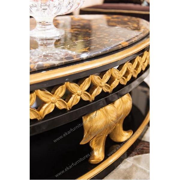 Luxury Royal Antique Gold Square Wooden Shenzhen hand carved Coffee Tables AT-301