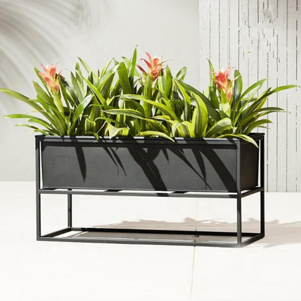 Factory Outlet Metal Flower Box Set Outdoor Galvanized Steel Planter Customized Color Size Flower Pot Big Standing Plant