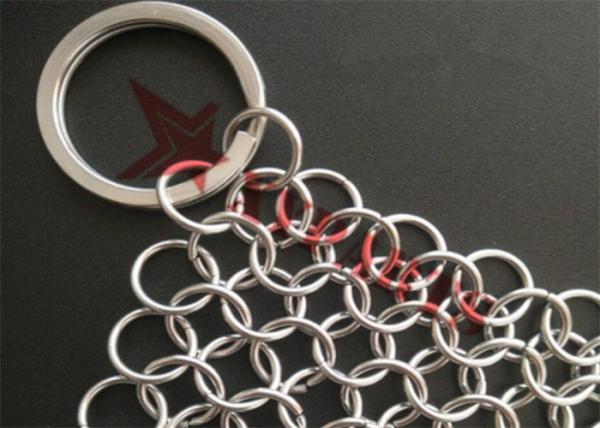 limpeza de aço inoxidável da cozinha de 15x15cm Ring Mesh Scrubber Square Shape For