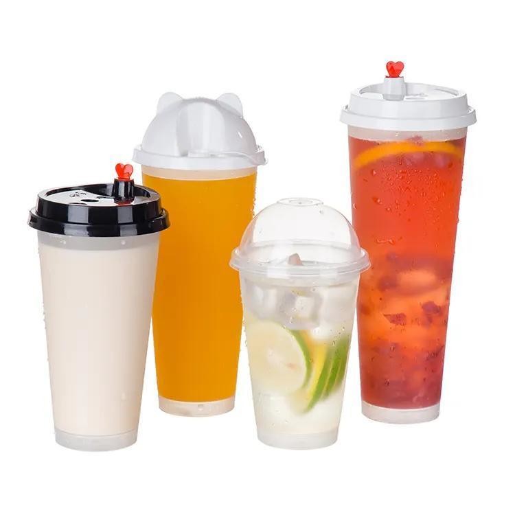 BPA-Free Custom Logo Printing Transparent Disposable Plastic U-Shaped PP Cup with Lid