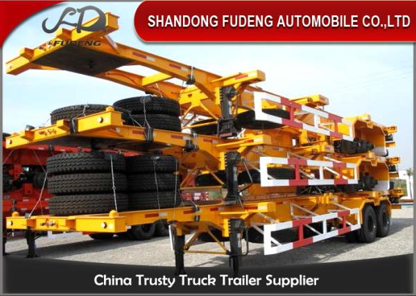 40 Feet Flatbed Skeleton Shipping Container Trailer Mechanical / Air Suspension