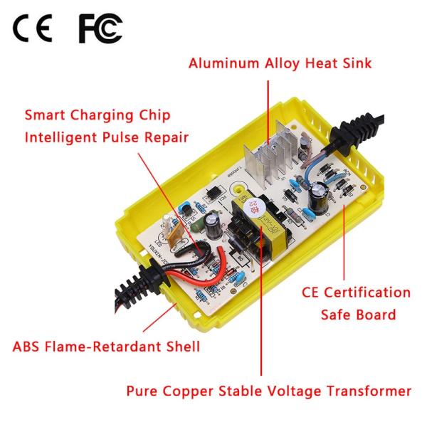 AGM VRLA Lead Acid GEL 2A Smart Car Battery Charger Full Automatic Intelligent
