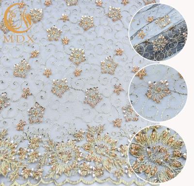 Nigerian Sparkling Sequin Lace Fabric Handmade Sewing Embroidered