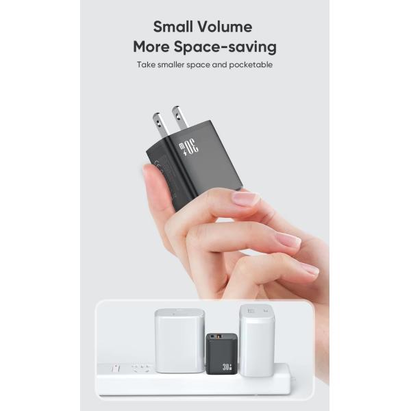 Custom Logo US Plug 30W Fast Charging Charger Dual Port USB Type C Mobile Phone Charger PD Power Adapter