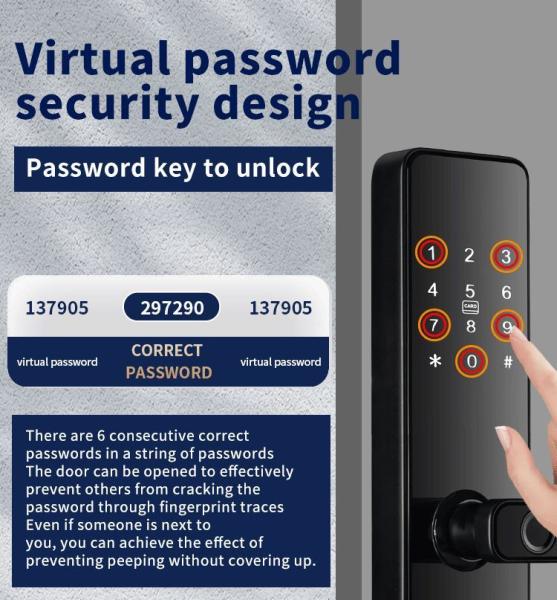 S819 Serrure de porte intelligente numérique pour la maison, compatible WiFi, Tuya TTlock & Empreinte digitale avec mot de passe, carte-clé et serrure