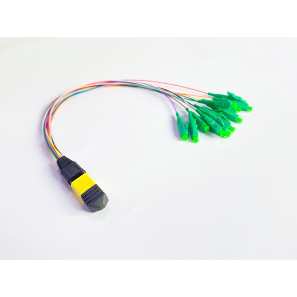G657A1 12F MPO Breakout Cable APC Polish For 40 / 100G Optical Modules