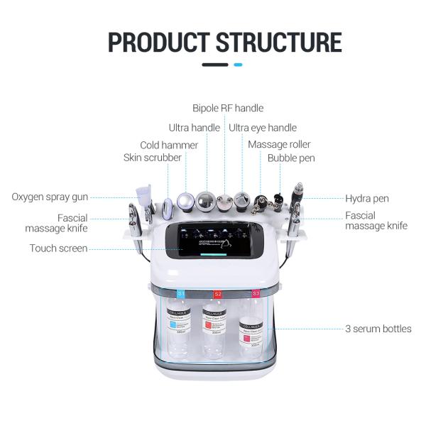 Portable Hyro H2o2 Small Bubble Hydra Aqua Peel Facial Machine 10 in 1