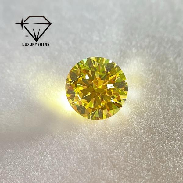 LuxuryShine VVS2/VS1 Lab Grown Diamond Fancy Vivid Yellow Rund Shape Loose Diamonds With IGI Certificate Customized jewelry