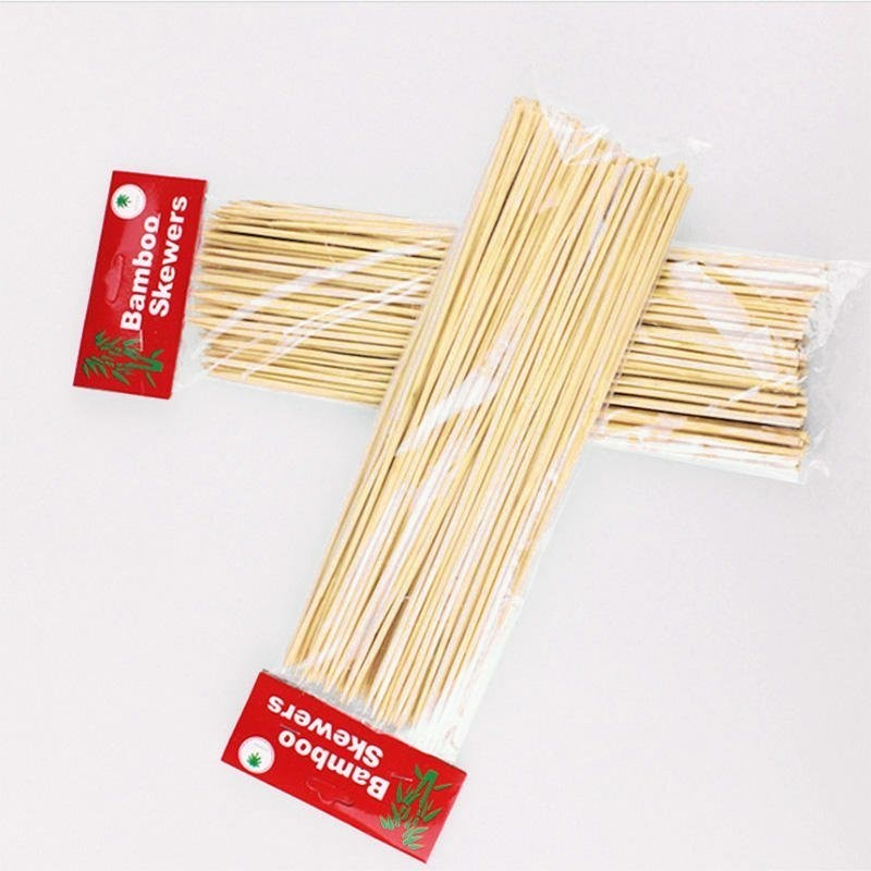 BBQ Accessories Flat Bamboo Meat Skewers Sticks 30cm 35cm Bamboo Skewers Supplies