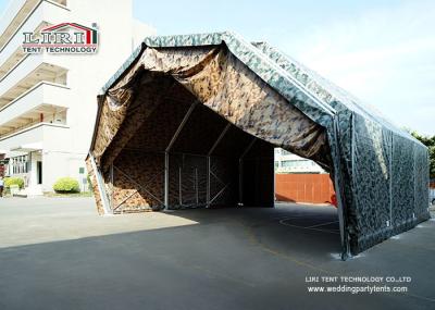 Estrutura da barraca do hangar do avião militar com quadro de alumínio e PVC verde