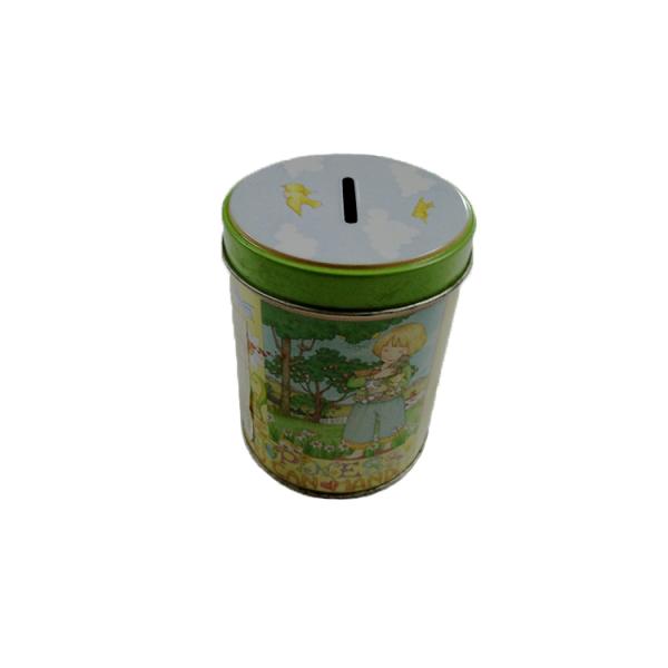 Lovely Appearance Round Tin Cans , Personalized Coin Bank Can For Children Gift