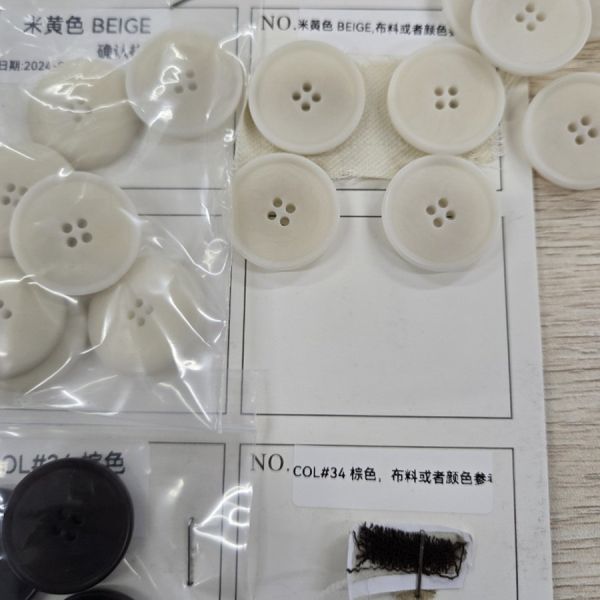 Customizable Corozo Suit Buttons with Subtle Wood-Grain Patterns and 4-Hole Design