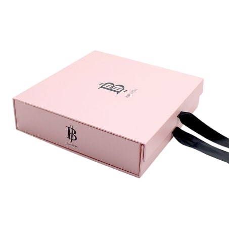 Cardboard Book Shape Luxury Folding Gift Box Ribbon Closure Box CMYK PMS