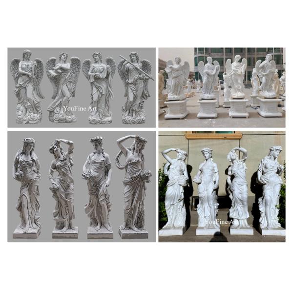 Life Size Natural Stone Garden Sculpture Four Season Goddess Marble Statue