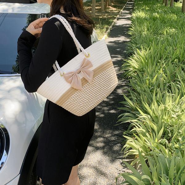 Crochet Raffia Knot Handbags Summer Beach Straw Knot Bag Fashion Summer High Quality Ladies Crochet Raffia Straw Beach Bag Tote Bag Striped Big Hand Bags