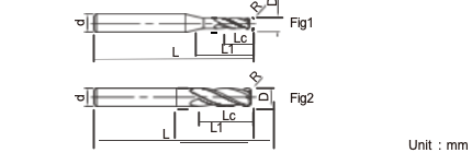 4 Flutes Long Shank Corner Radius Endmills Corner Radius Milling Cutters