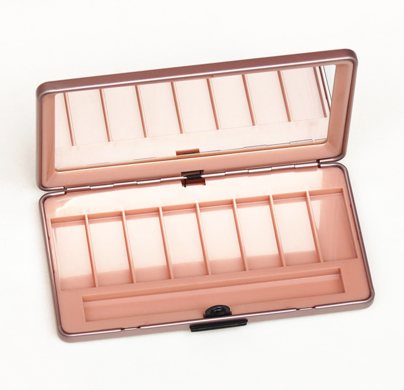 Eye Showder Rectangular Tin Box with foam and mirror , cosmetic tin box with hinged lid
