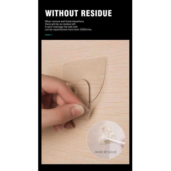 WGO Self Adhesive PC clear coat hook Heavy Duty For Hanging Coat Towel Kitchen Bathroom Waterproof Rustproof