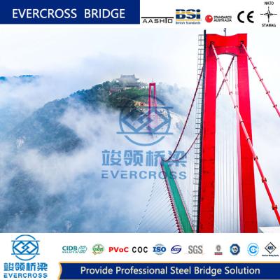 Modular Steel Cable Suspension Bridge Large Spans  Heavy Loading