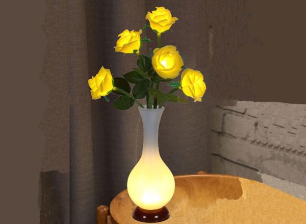 LED Simulation Rose Vase Lamp Bedroom Modelling Table Small Night Lights Flower Bedroom Decorative Lamp