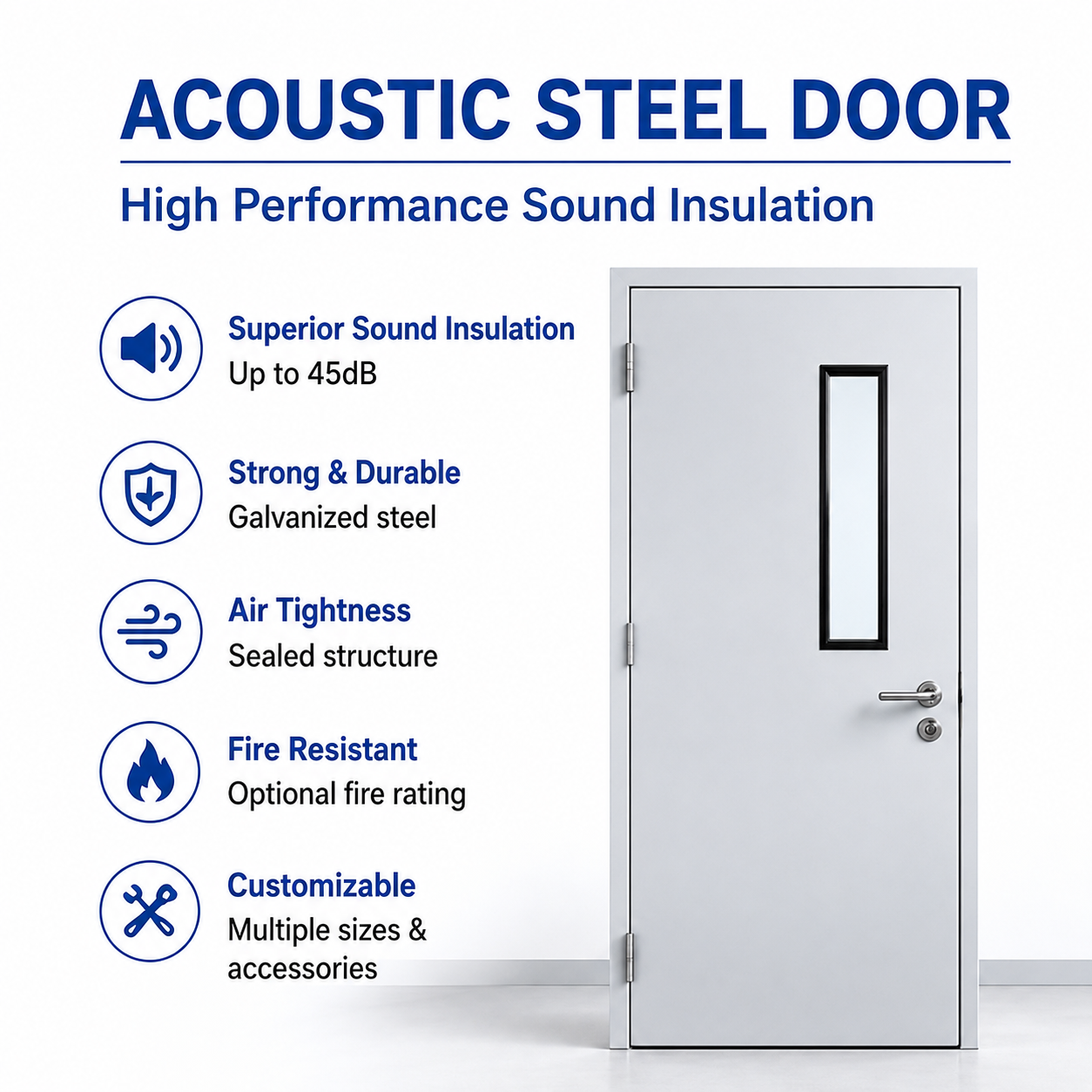 Steel Construction Metal Fire Door For Commercial Buildings And Industrial Facilities
