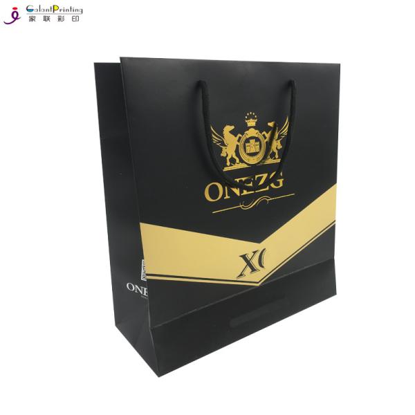 Gold Stamping Custom Printed Gift Bags Paper Wine Bags With Handles 0.2mm Thickness