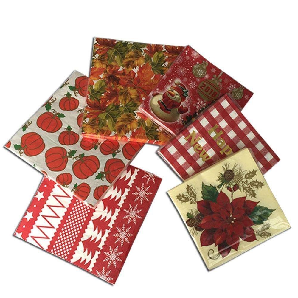 Custom Logo Multicolor Printed Disposable Table Napkin Tissue Serviette Paper Napkins