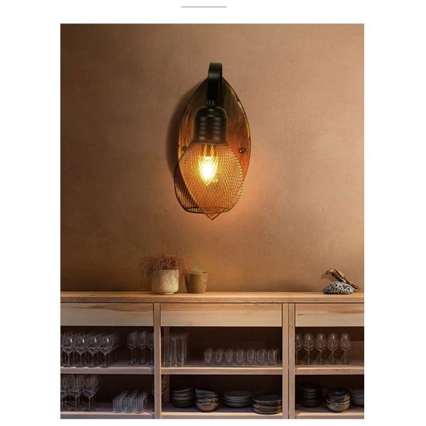 Coffee Restaurant Bar Antique Vintage Black Iron Net wall lamp (WH-VR-130)