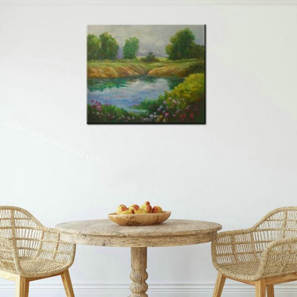 100% Handmade Modern Colorful Trees Oil Painting Abstract Landscape Wall Art on Canvas for Dining Room Decor