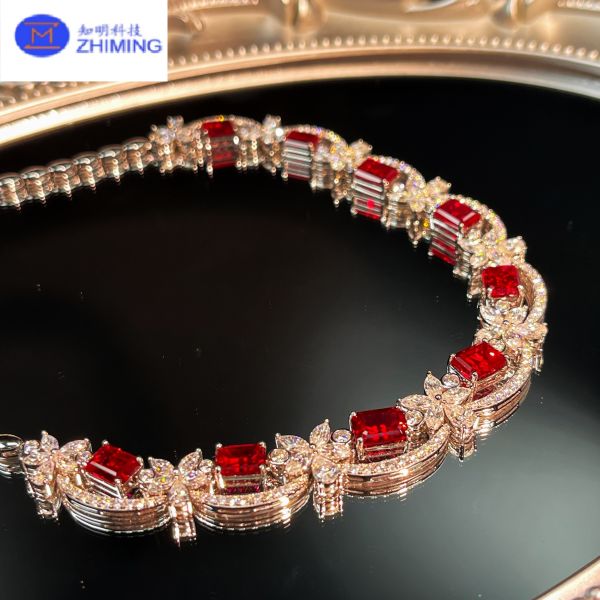 Pigeon Blood Lab Grown Ruby Necklace Luxury Fine Jewelry
