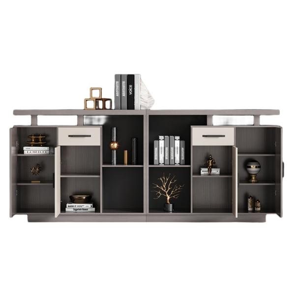 Mobiliário comercial Gabinete de escritório longo com design moderno e divisória de painel de madeira