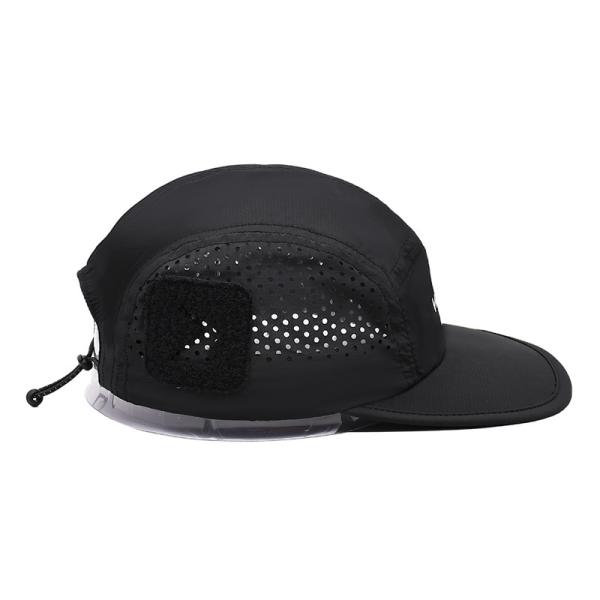 5 Panel Camper Hat with Sports Mesh Sweatband and Flat Brim Shape Laser Cutting Panel
