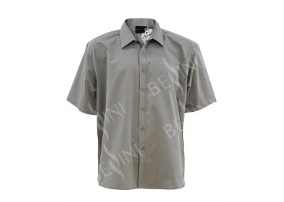 Grey Color Mens Oxford Work Shirts , Short Sleeve Button Up Work Shirts Anti Wrinkle
