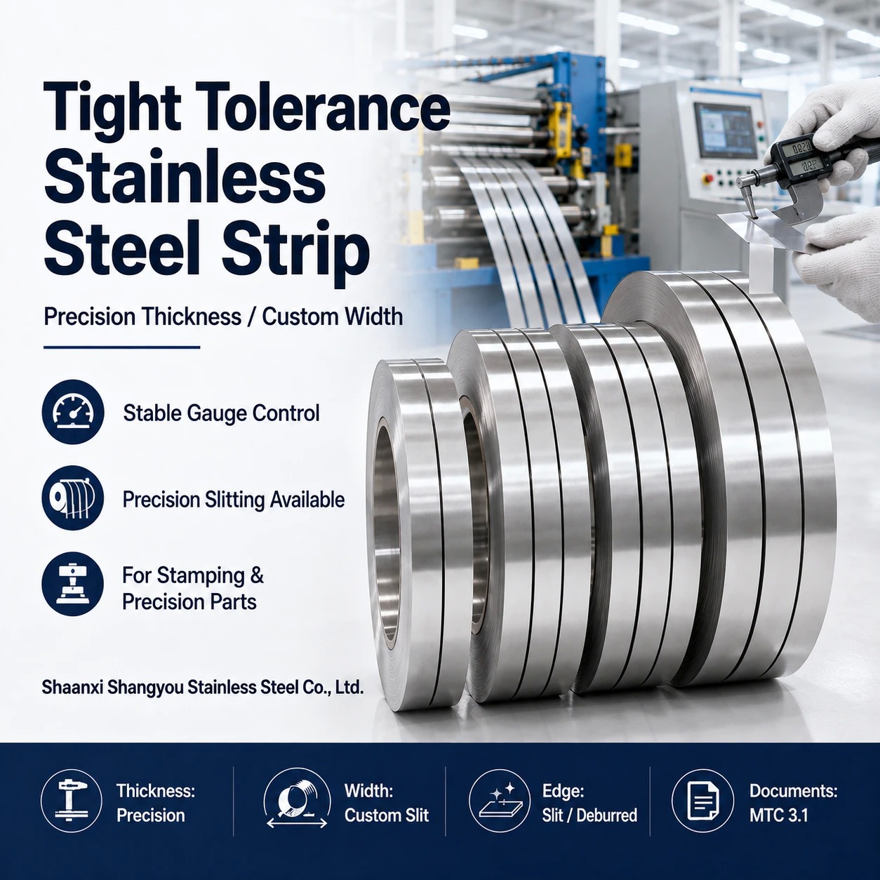 Tight Tolerance Stainless Steel Strip Precision Stainless Steel Strip with Tight Thickness and Width Tolerance