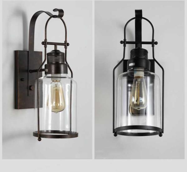 Loft retro iron garden yard wall lamp balcony glass outdoor wall light (WH-VR-42)