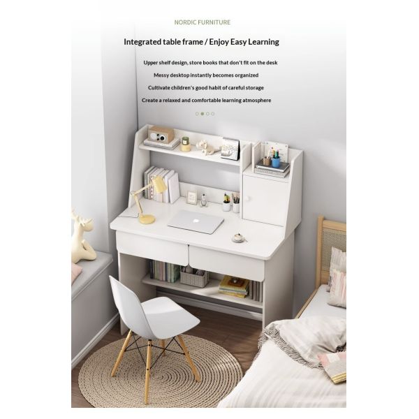Wholesale Space-Saving MDF Home Office Computer Desk with Double Drawers and Integrated Shelf for Small Space Bedroom Study