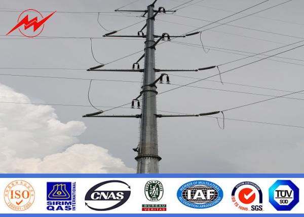 15m 1800dan Galvanized Light Pole With Electrical Double Arms