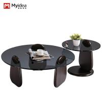 Prise en charge de la personnalisation Conception minimaliste contemporaine Petite table à thé et café Moderne style ronde en verre pour salon Chambre à coucher Hôtel usage domestique