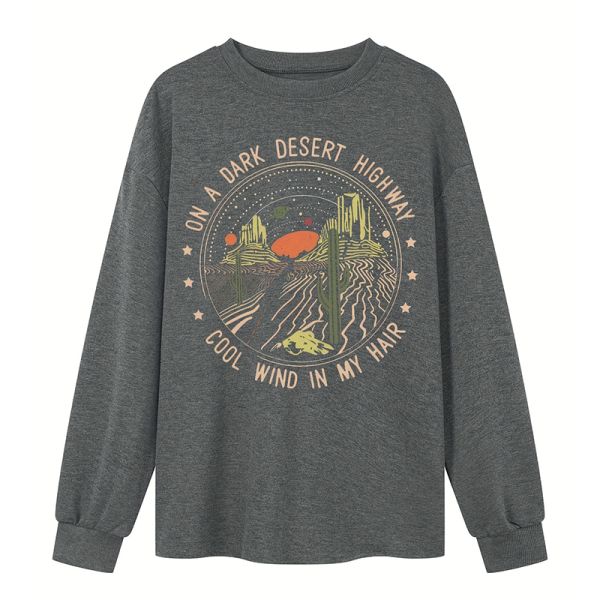 Women's Oversized Custom Cotton Long Sleeve T-Shirt Round Neck Pullover Shirt