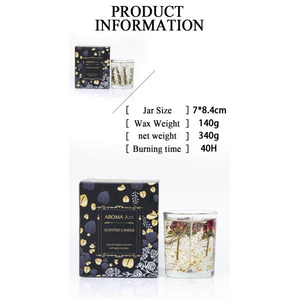 Decorative Dried Flower Candles And Gel Wax Glass Jar Scented Candle