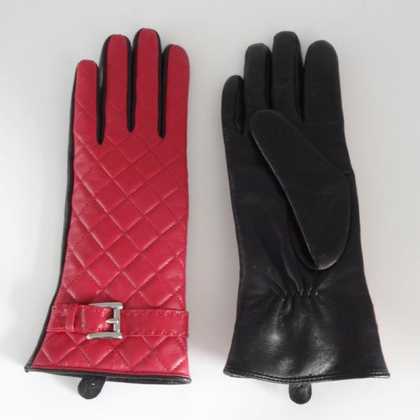 Wool Lined Sheepskin Leather Shearling Gloves Women'S Touchscreen Gloves With Belt