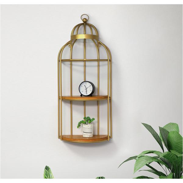 Birdcage 5 Tier Flower Pot Stand , Gold Wrought Iron Flower Stand