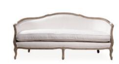 Beige French Country Style Living Room Couches , Solid Oak Wood Antique Fabric Sofa