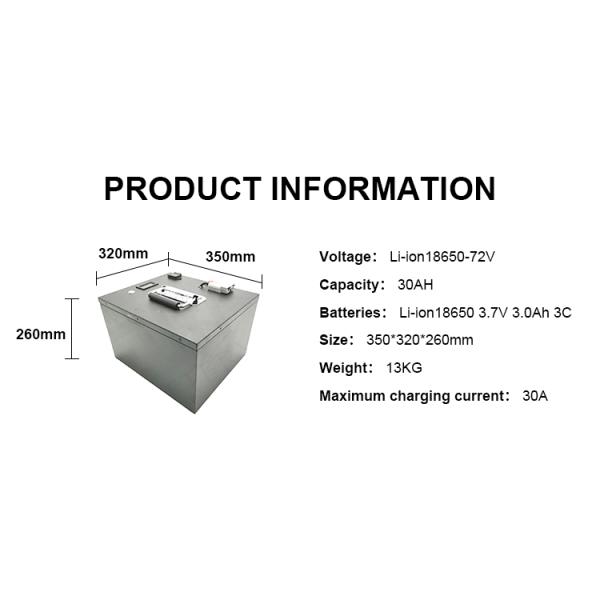Electronic 72v 30ah Lithium Ion Battery Pack Li Ion Battery 18650
