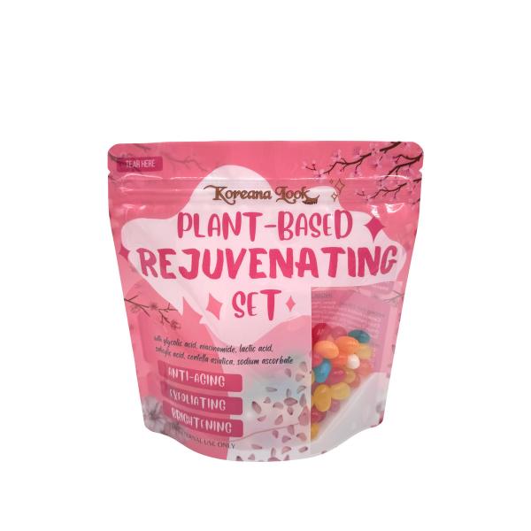 Customized Plastic Digital Printed Resealable Stand Up Pouches with Clear Window for Face Cream Packaging