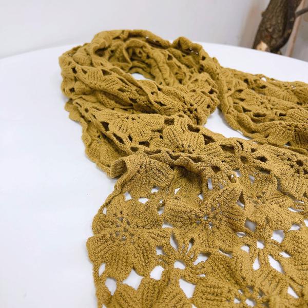 Y-F Spring and Autumn Neckwarm Scarf Soft Warm Lace Crochet Flower Long Knitted Thin Shawl Scarves