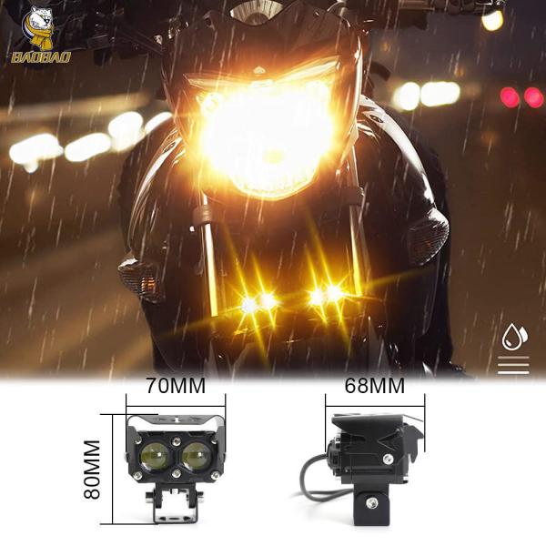 2 LED estilo desenho animado Branco Amarelo Flash LED resistente à água Luz de motocicleta